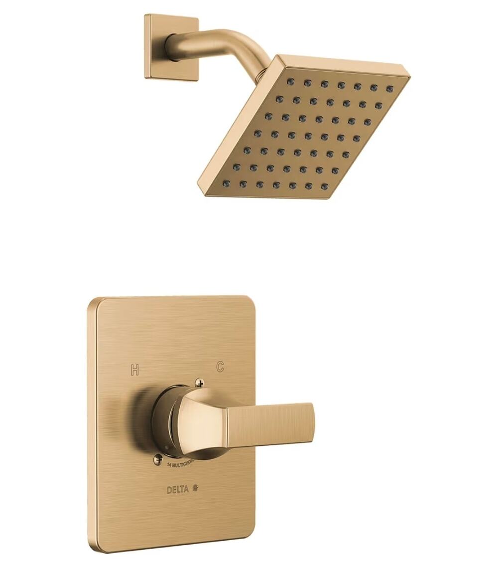 Delta Velum 14 Series Shower Faucet Head & Handle, Champagne Bronze T14237-CZ